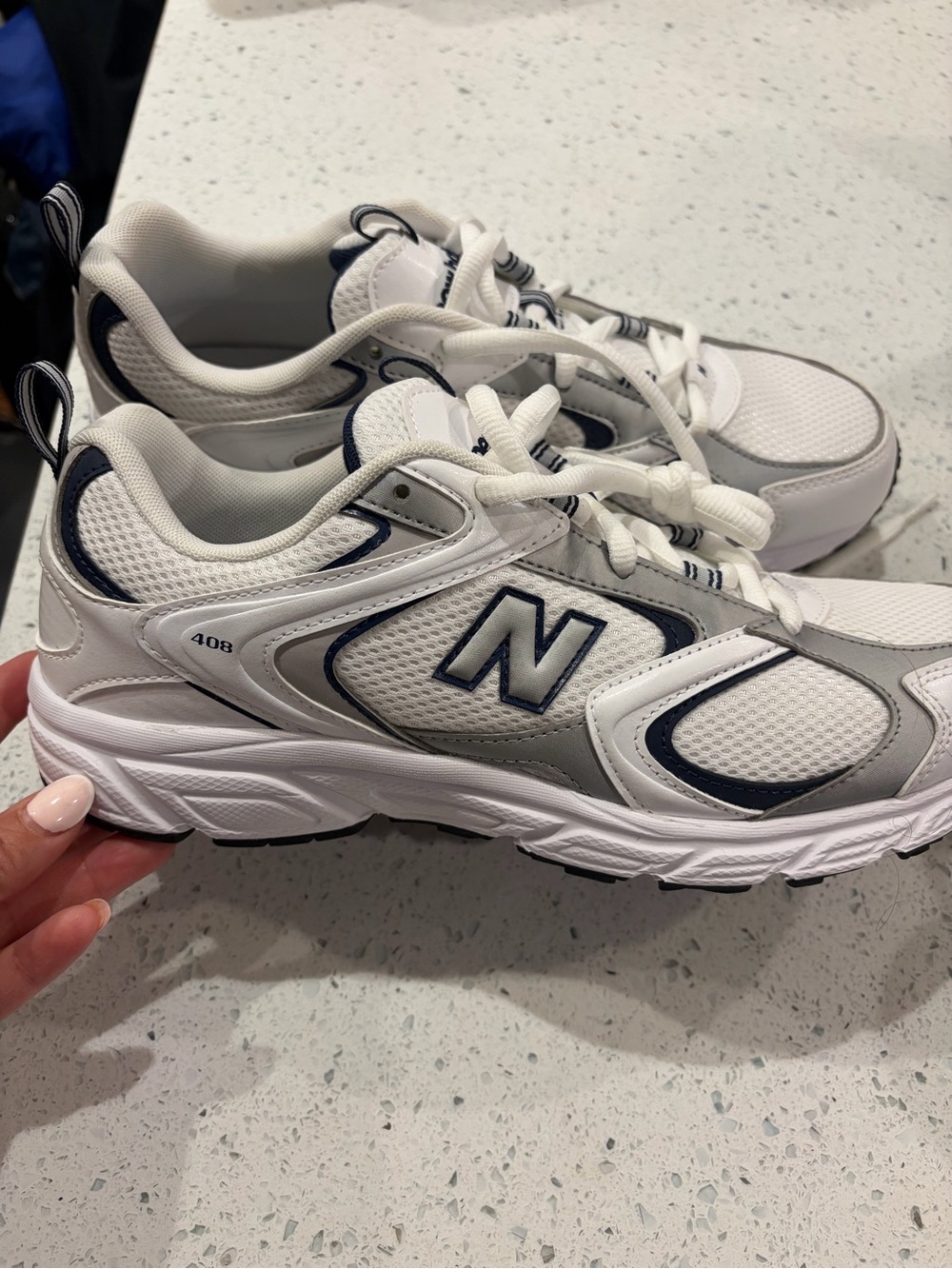 New Balance Men 408 size 10 - White & Navy Athletic Sneakers - brand new